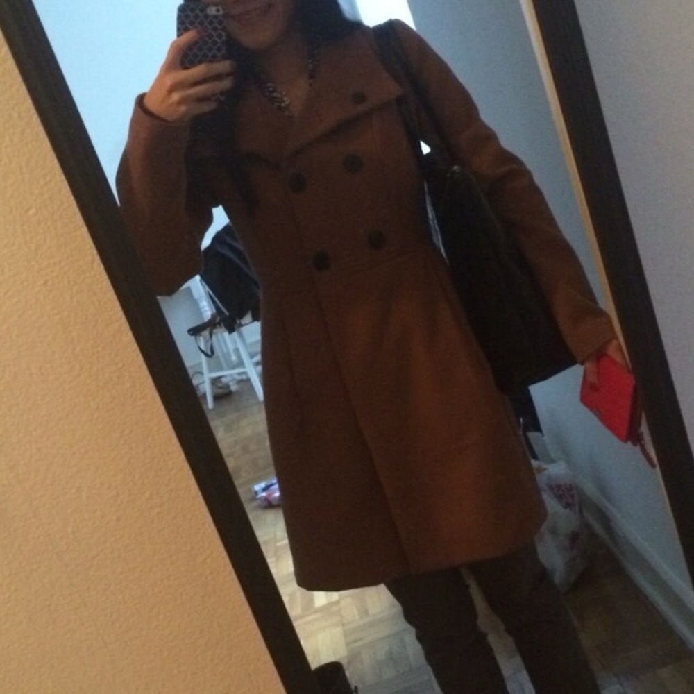 Zara Tan Double-Breasted Pea Coat - Picture 13 of 16